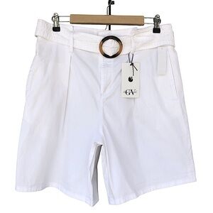Gloria Vanderbilt Cotton Blend White Removable Belt Women’s Shorts Size 12